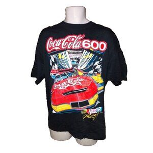 Vintage 90s NASCAR Coca Cola 600 T Shirt Big Print XL Double Sided Black